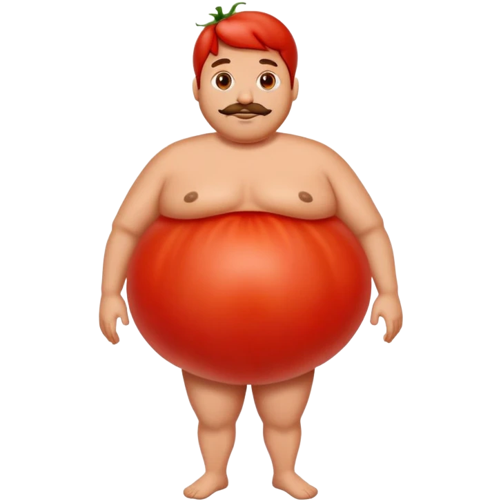 man with tomato belly emoji