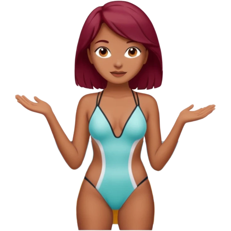 Beautiful burgundy long haired girl at the beach emoji