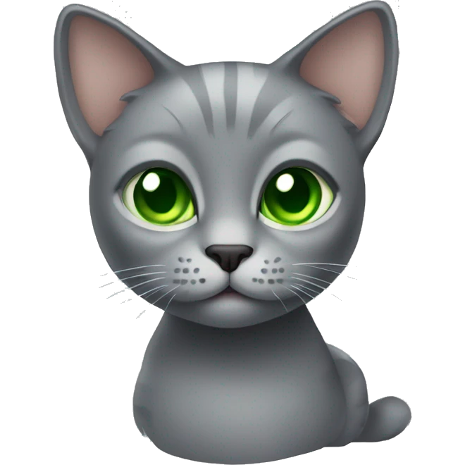Grey cat green eyes full body emoji