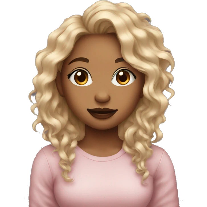 Girl with septum piercing, poofy wavy hair emoji