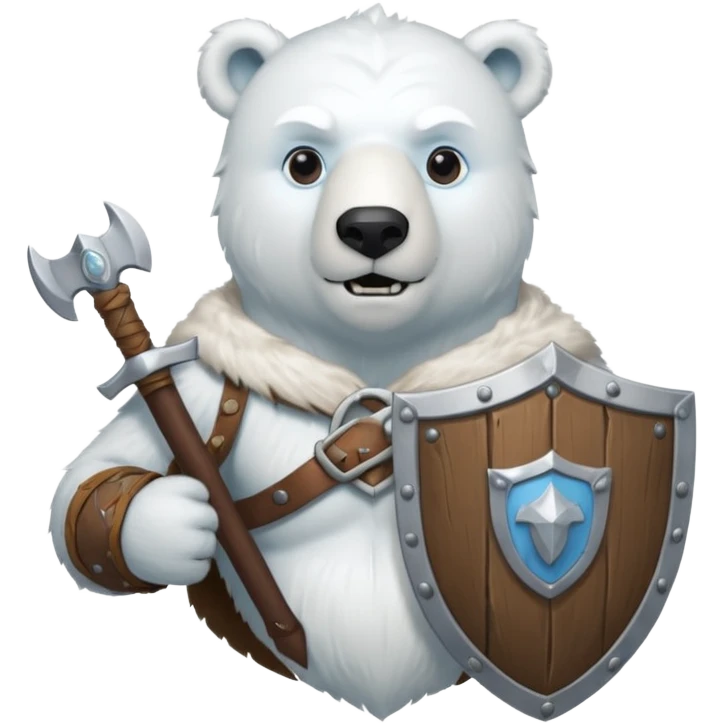 Polar Bear viking hold shield emoji