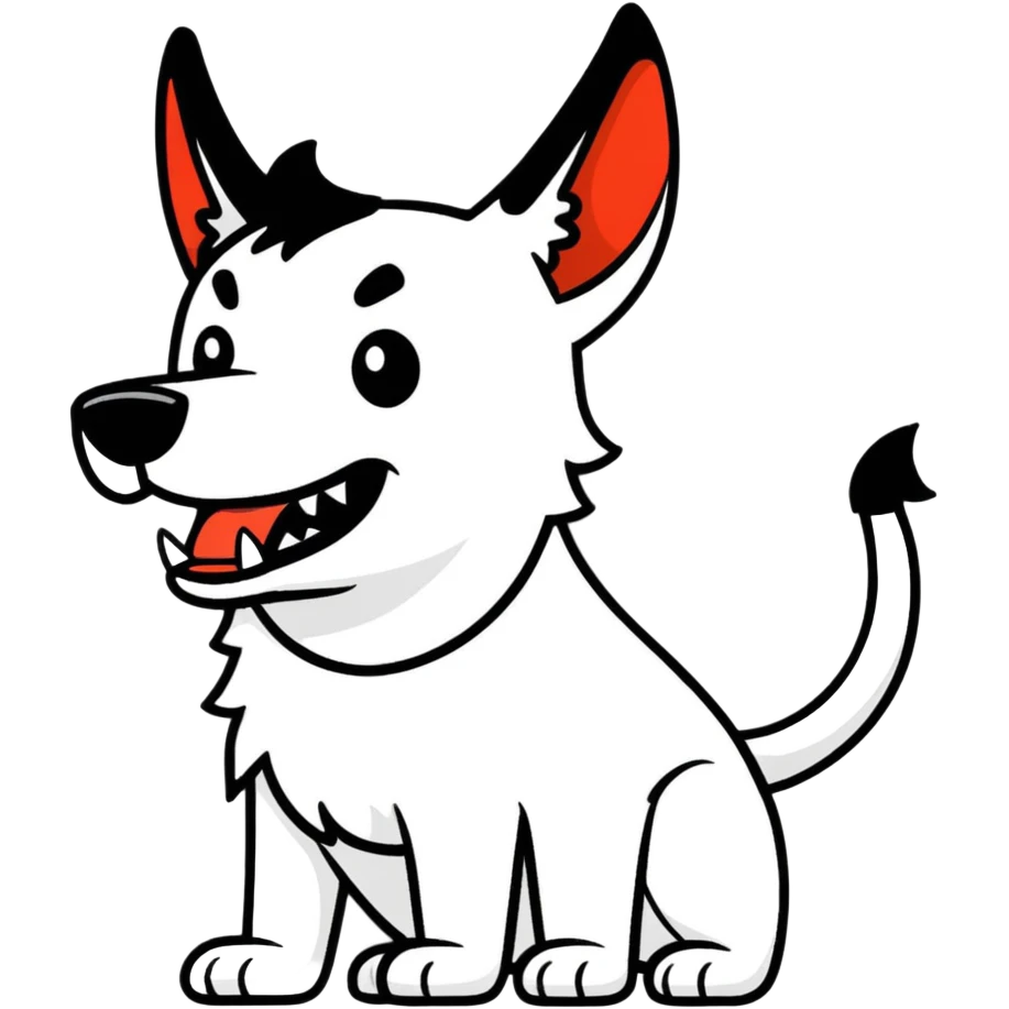 Demonic devilish angry vicious monsterous mongrel-dog, with devil horns, barking loudly emoji