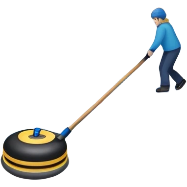 please, make An icon featuring the curling rink, with its distinctive circles and a vibrant crowd in the stands. Snowflakes fall outside the arena, and bright lights illuminate the ice. a close-up curling stone sliding across the ice, with a broom nearby. Transparent background. emoji