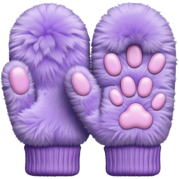 Pastel purple fuzzy cozy furry cat paw mittens  emoji