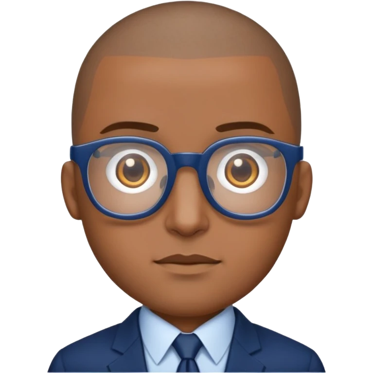 Buzz cut Puerto Rican male with oval head and square glasses and dark blue business suit  emoji