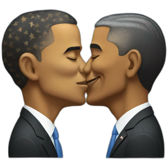 obama kissing trump emoji