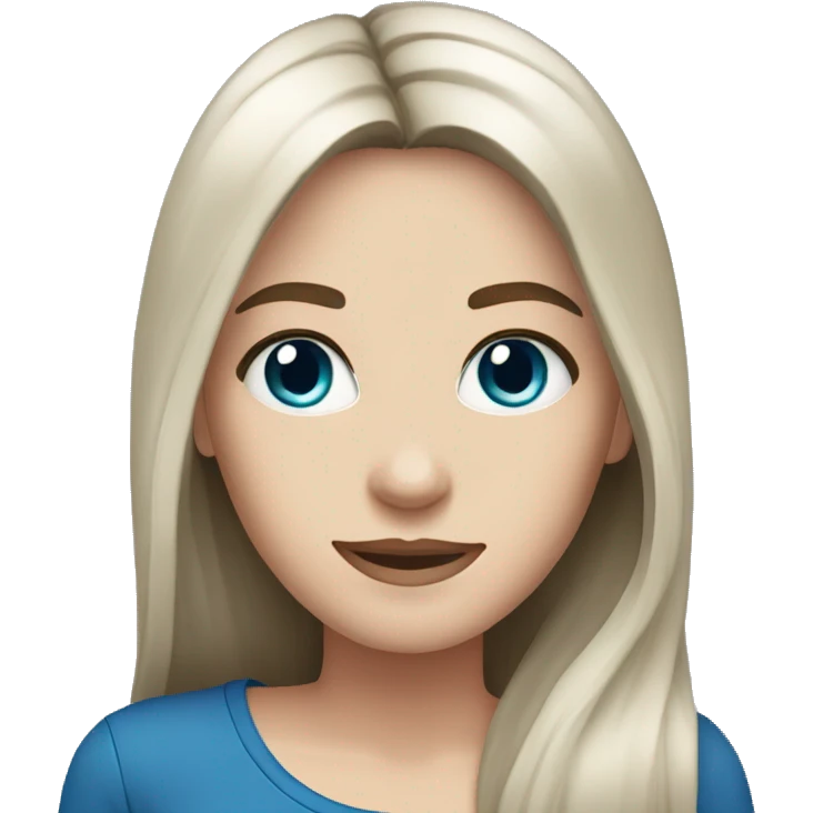 dark brown hair dark blue eyes long straight hair white skin woman emoji