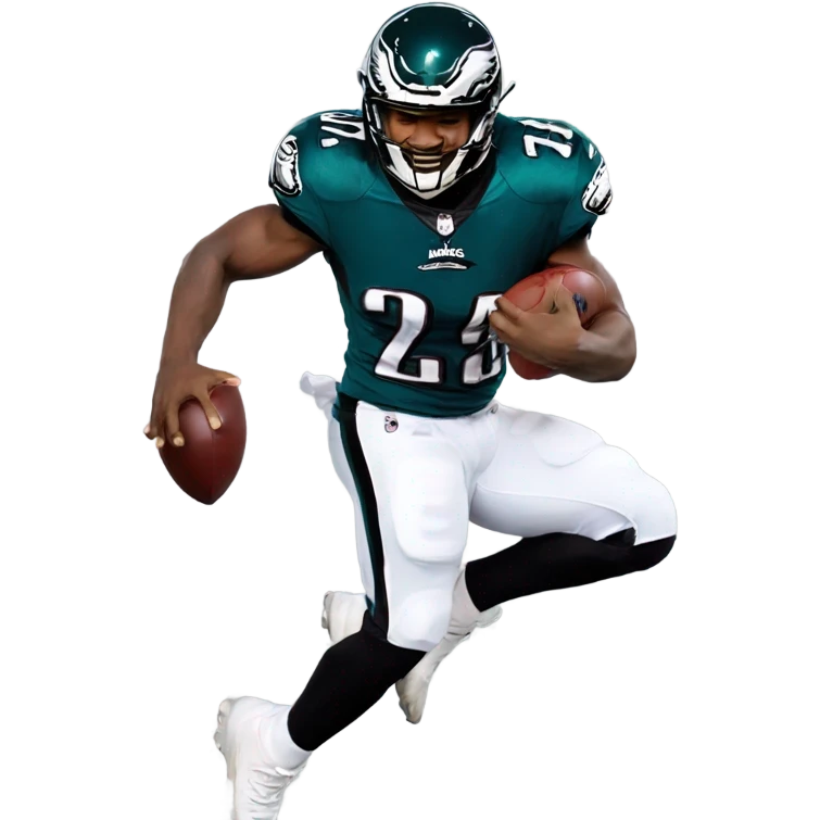 Eagles running back jumping over Lincoln financial field emoji