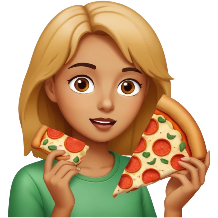 Girl eating pizza emoji