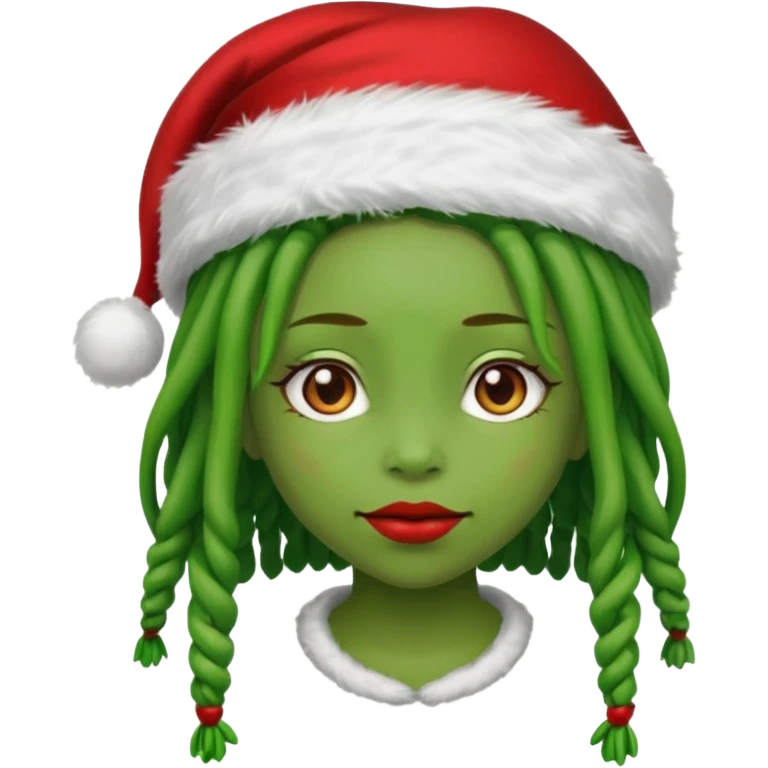 Girl style grinch with locs emoji
