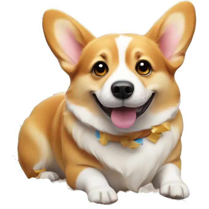 a corgi dog celebrating with confetti  emoji