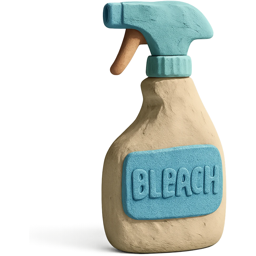 bleach spray bottle in claymation style with pastel colors, visible fingerprints, soft matte finish emoji