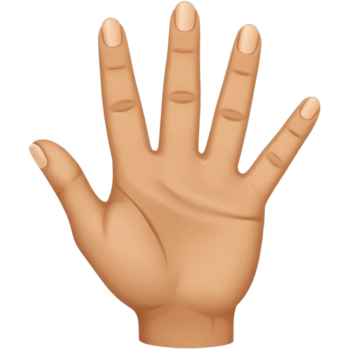 Una mano con estas características el dedo índice apuntando hacia arriba, los dedos medio y anular doblados hacia adentro, y el pulgar tocando el meñique emoji