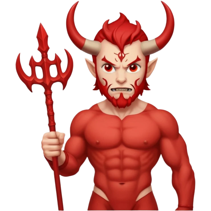 red satan with Poseidon trident emoji