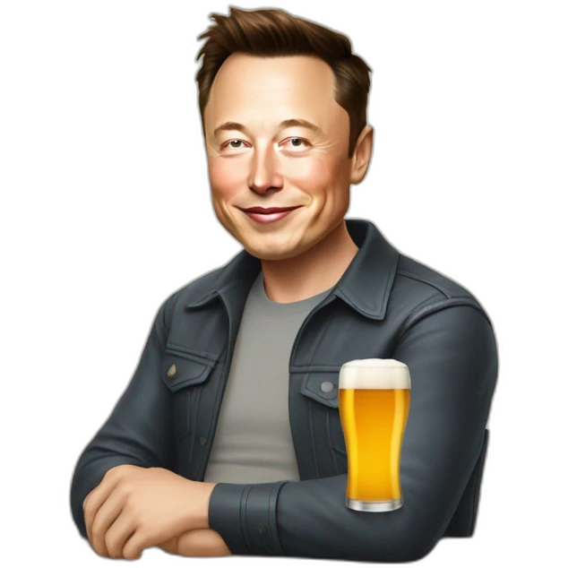 Elon musk qui boit une bière emoji