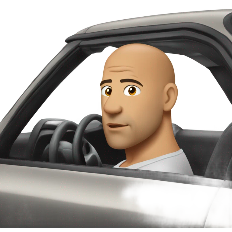 Vin Diesel in profile driving a car emoji