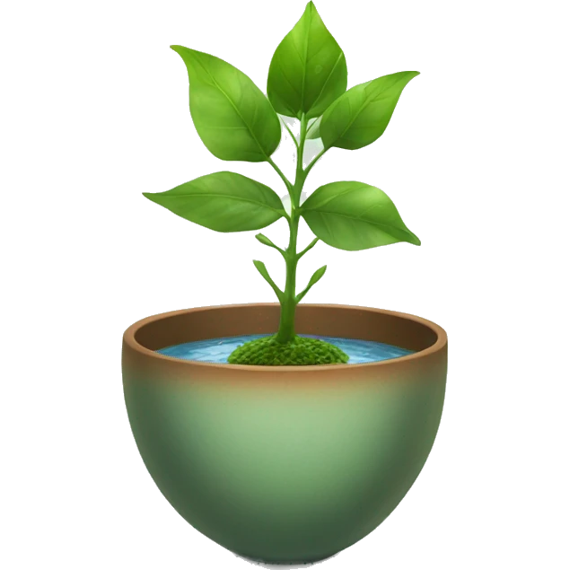 plant in a pot in a bowl with water emoji