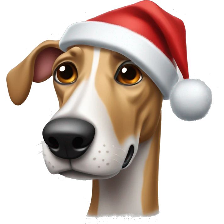 Perro galgo con gorro de navidad y rabo de ardilla emoji