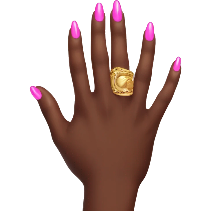 Hand with pink nails and gold rings emoji