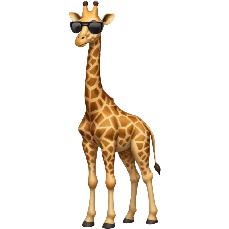 friendly anthropomorphised giraffe in casual clothing, wearing dark sunglasses, walking upright in standard pose emoji