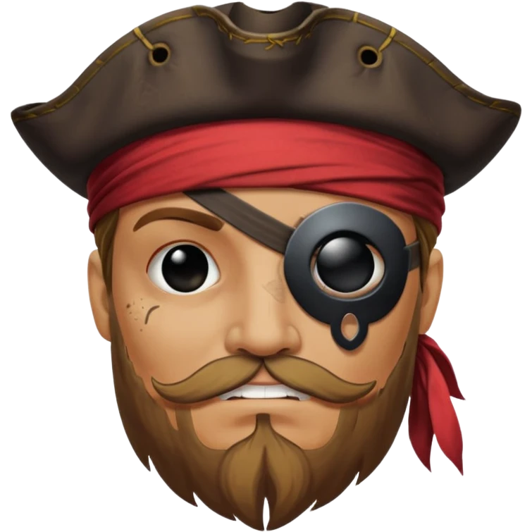 pirate with black eyepatch covering one eye and that eye not showing emoji