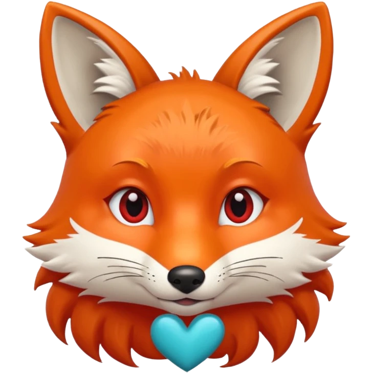 Zorrita con pestañas y un corazón rojo grande emoji