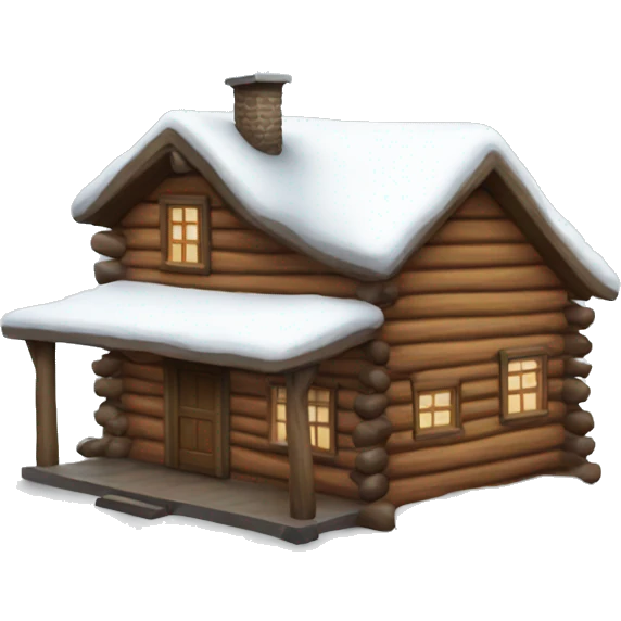log cabin with snow emoji