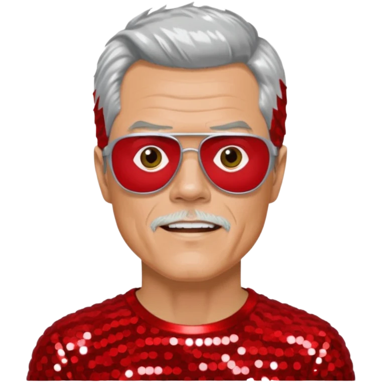 Johnny Knoxville from Jackass with silver hair, red sequin outfit emoji