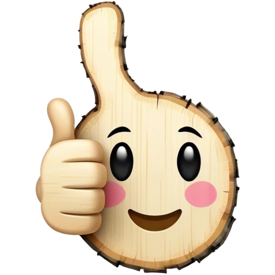 thumbs up emoji made of white birch with. black marks emoji