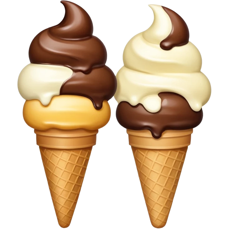 Create an image with 2 scoops of icecream slighted inverted ly placed aginst each other emoji