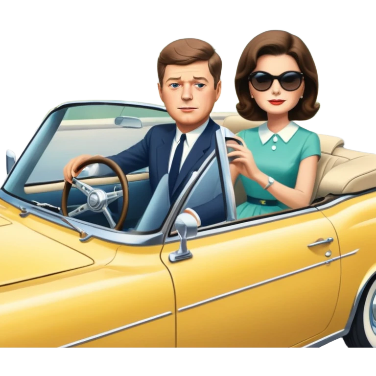 jfk and jackie kennedy in their car in dallas emoji
