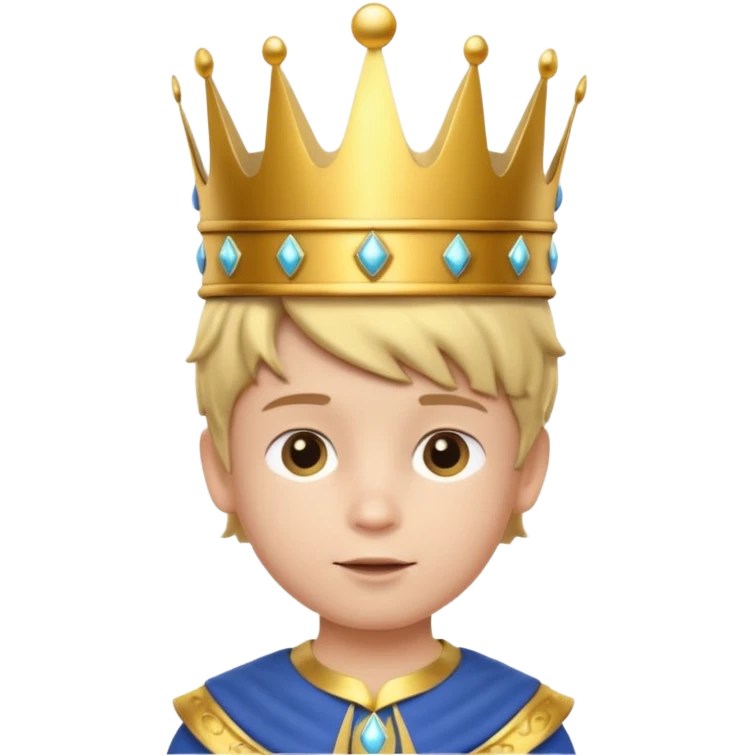 Royal Kid boy with fancy crown head 3d emoji