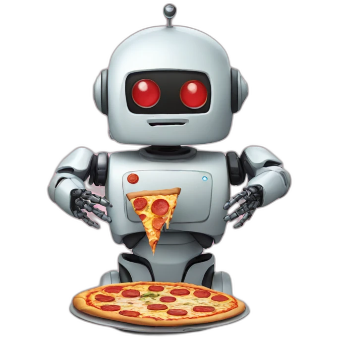 robot con pizza emoji