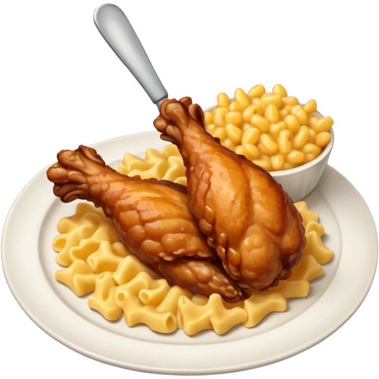 drumstick chicken with mac and cheese on the side on a plate emoji