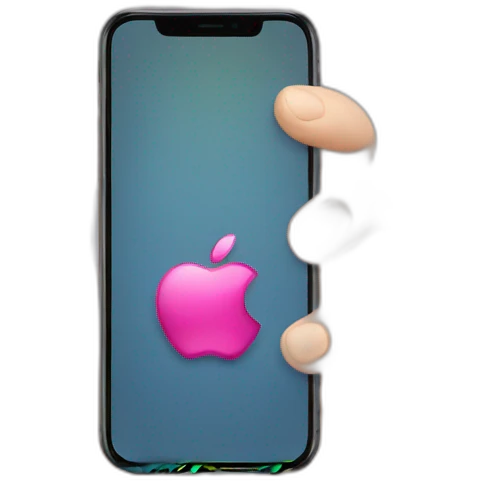 hand holding iphone emoji