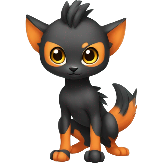 Cute cool black orange animal hybrid Fakemon full body emoji