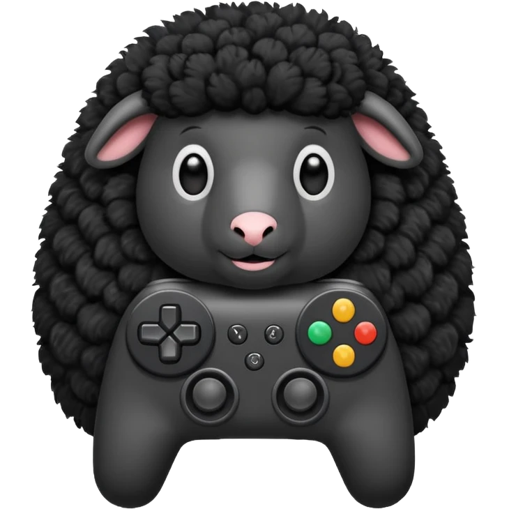 black sheep holding a controller emoji