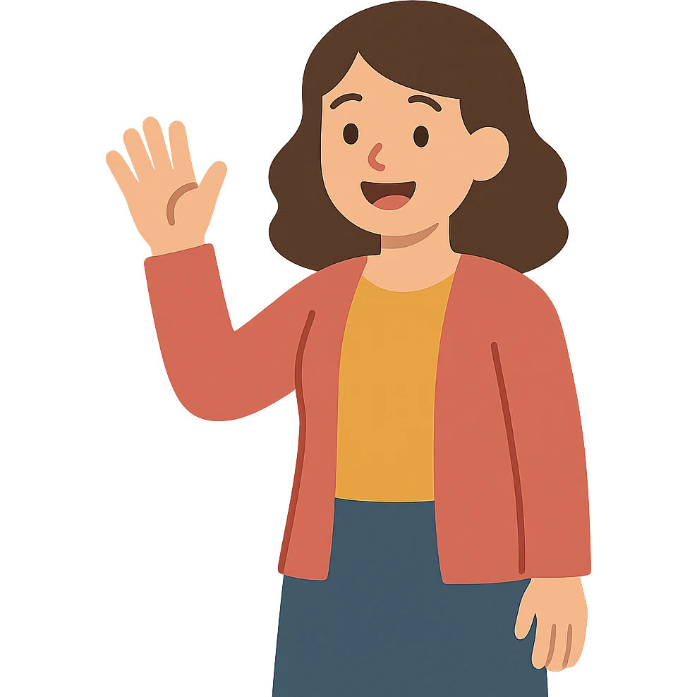 flat toon style mom waving emoji