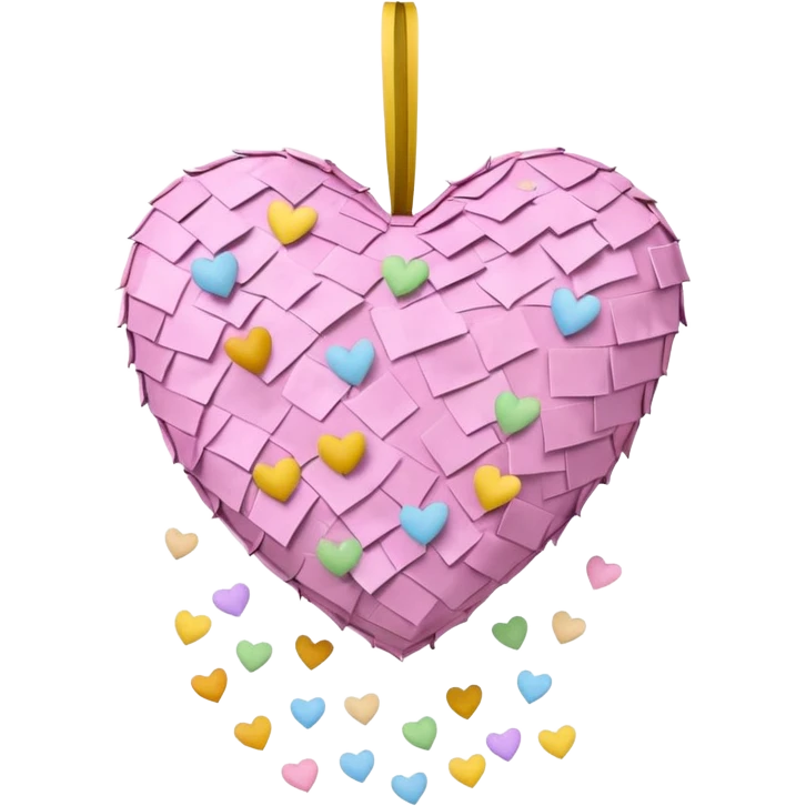 The heart is a pinata with confetti in soft pink, beige and yellow pastel light emoji
