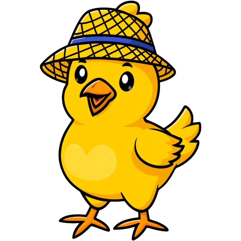 Chicken with a straw hat  emoji
