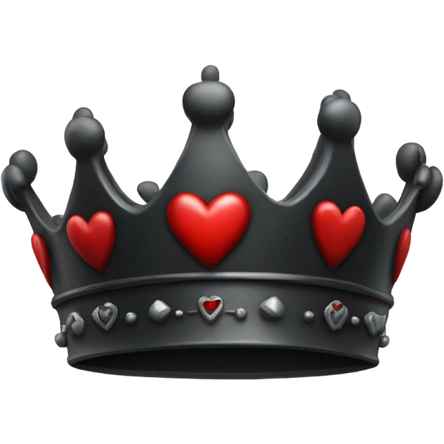 Old black realistic Crown with red hearts  emoji