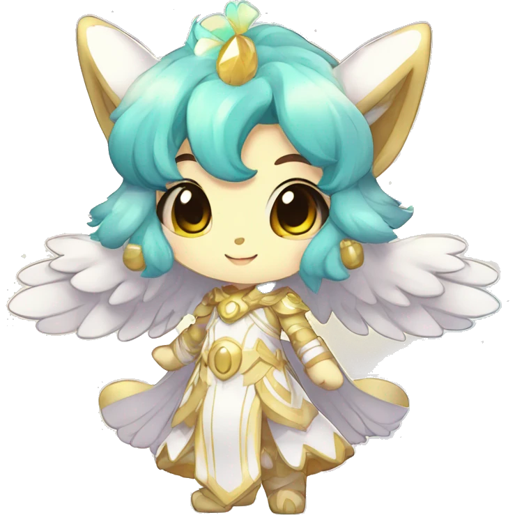 Cute Kawaii Chibi Anthro Sona Colorful Ethereal Pretty see Godly Celestial Shiny Fakemon Full Body emoji