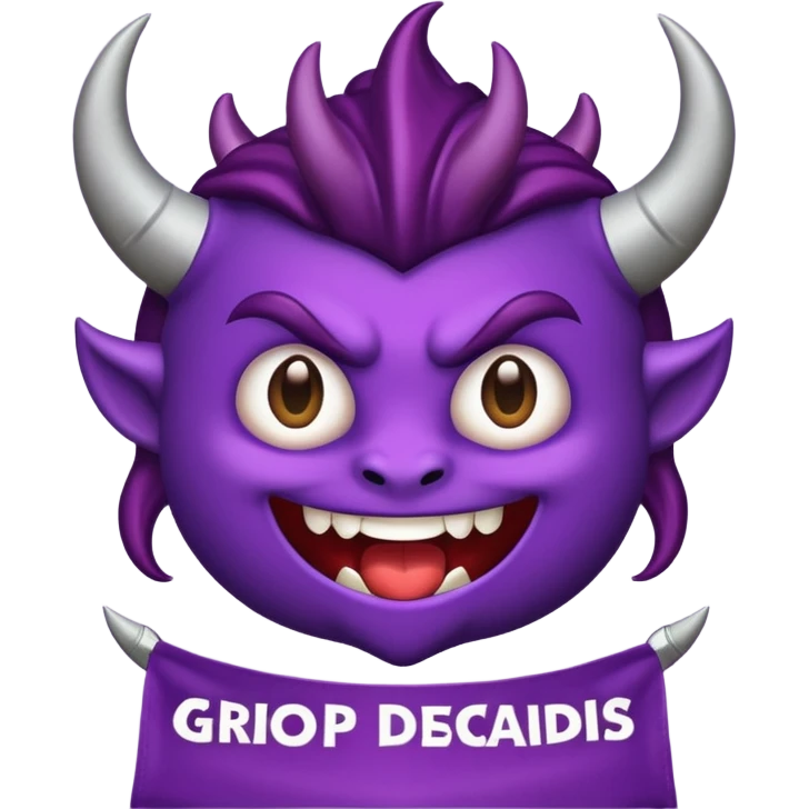 Crear un emojis de un 😈 con diseño y la frase Grupo los descarriados emoji