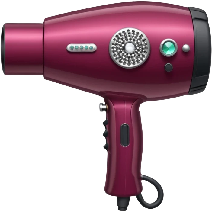 burgundy blow dryer with a ribbon covered in gems emoji