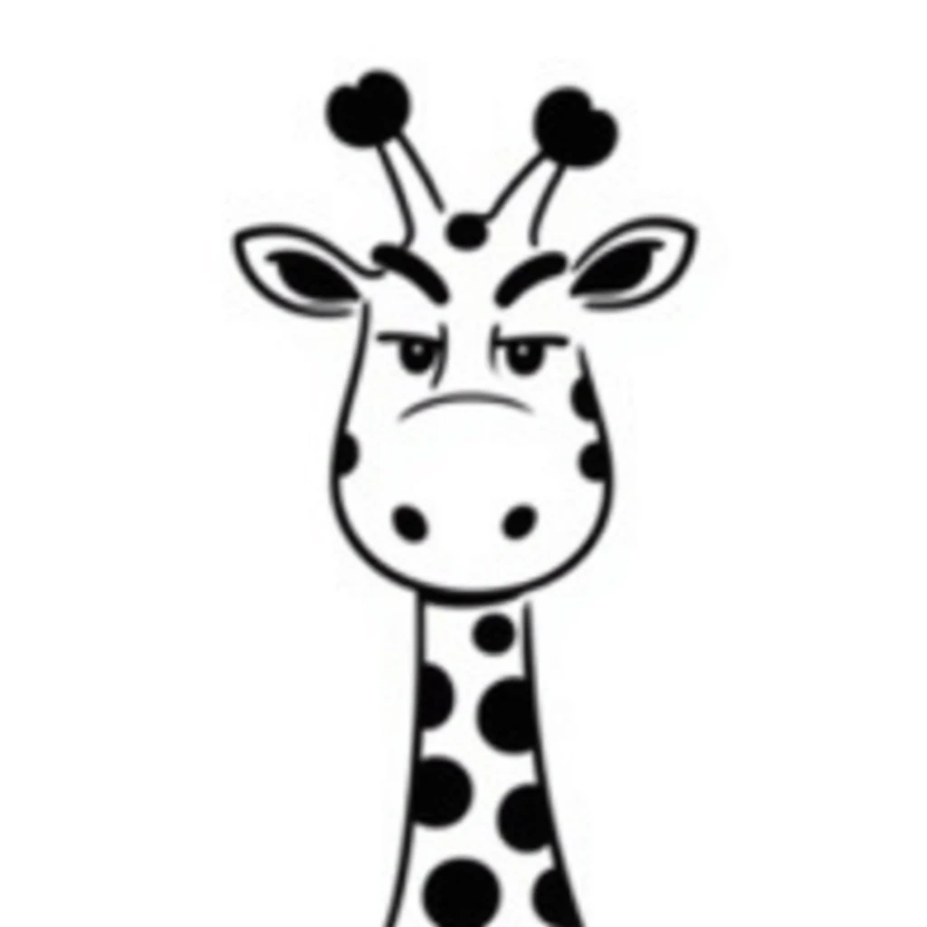 A deadpan giraffe staring straight ahead with half-lidded eyes, a flat mouth, and zero enthusiasm. The expression should scream 'really?' or 'bruh.' Use sharp, angled eyebrows and minimal details for maximum sarcasm. emoji
