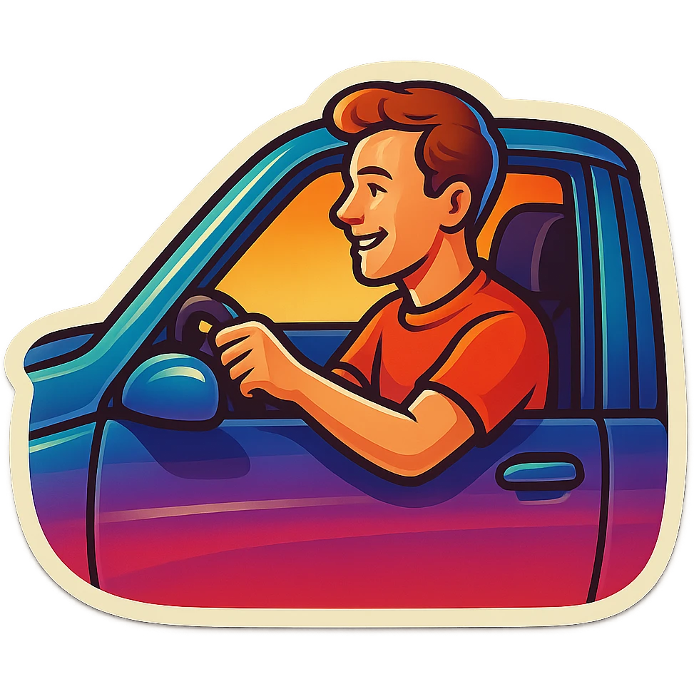 person driving a car emoji