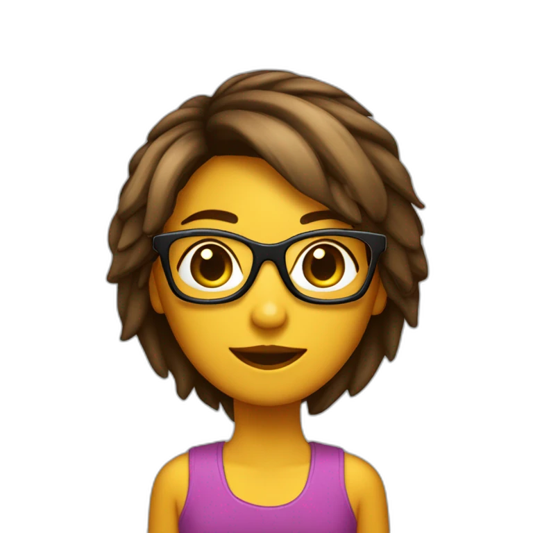 Chica pelo corto liso y marrón con gafas emoji