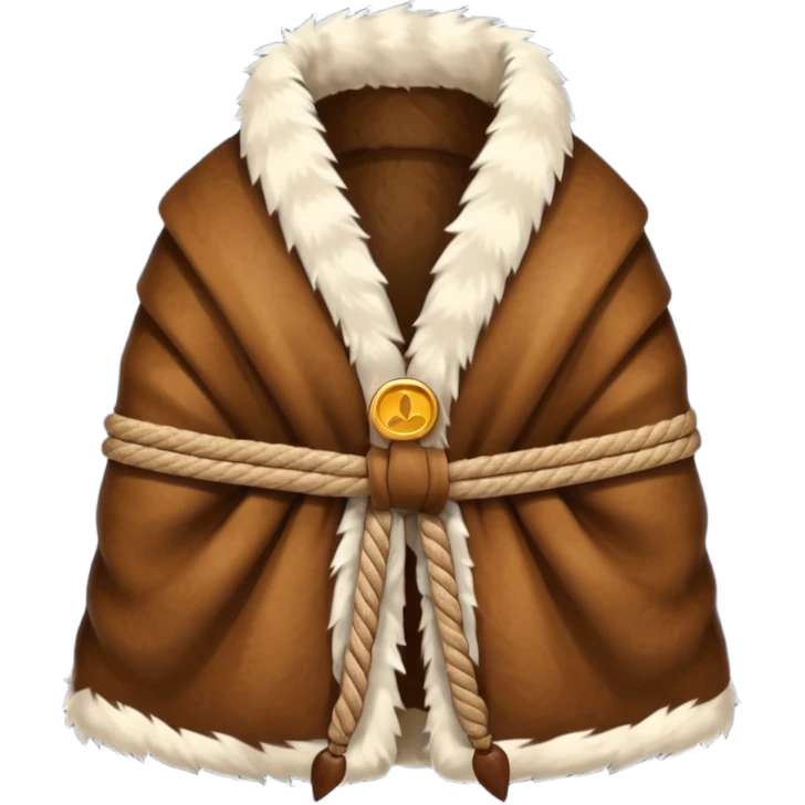 A fur wrap made from thick animal hide tied with simple rope.








 emoji