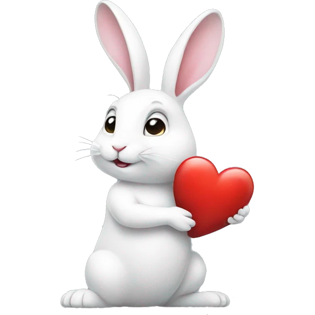 white rabbit hold heart emoji