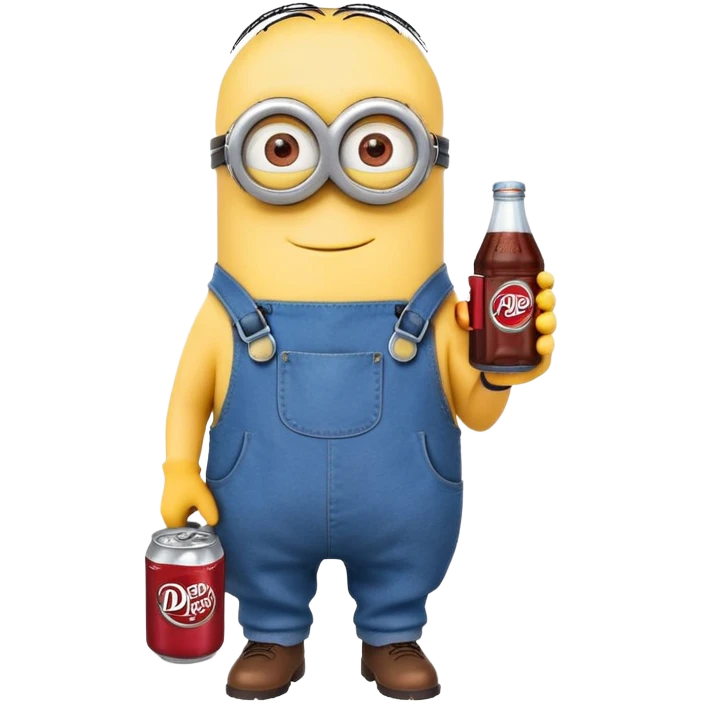 A minion with a tasty dr. Pepper  emoji